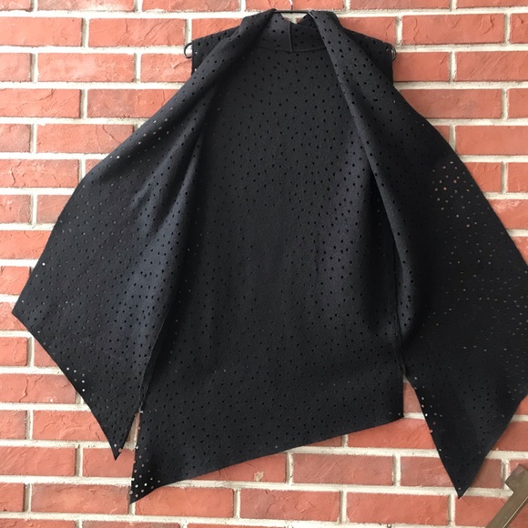 •Unique Wool Long Open Cardigan Wrap Sleeveless Coat Hand Crafted One of a Kind - Picture 6 of 16